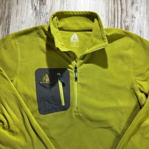 Eddie Bauer First Ascent Mens M Quarter Zip Fleece Pullover Lime Green Hiking